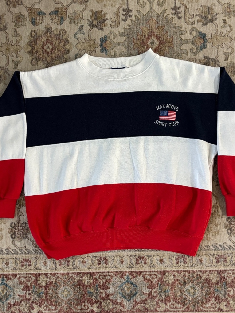 Max Active Sport Club Crewneck Sweatshirt Mens Small Red White Blue USA
